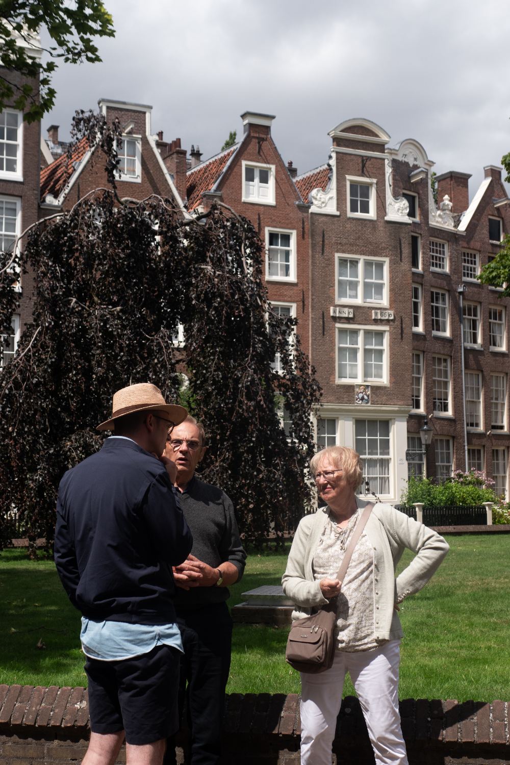 Guests with Jan in the Begijnhof, the hidden 14th-century courtyard in central Amsterdam